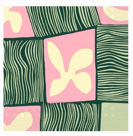 Marimekko Lunch Napkins - KORKEUKSISSA Rose Green