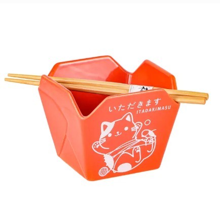 Urban Tokyo Takeout Box Serving Bowl with Chopsticks - Itadakimasu