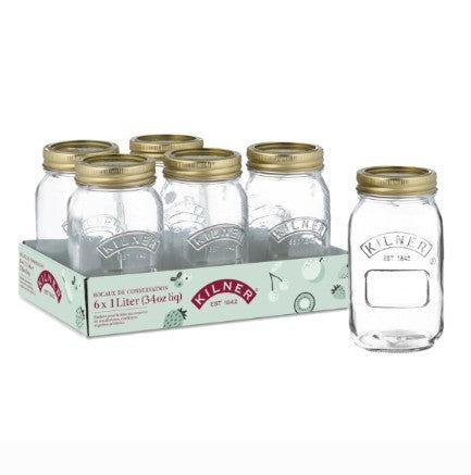 Kilner Screw-Top Preserve Jars - 1L 6pk