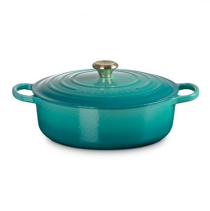 Le Creuset Shallow Round Dutch Oven - Blue Riviera
