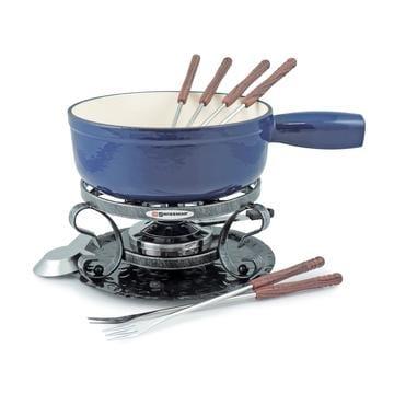 Swissmar Lugano Cast Iron Fondue Set Blue - Kitchenalia Westboro