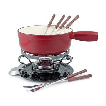 Swissmar Lugano Cast Iron Fondue Set Red - Kitchenalia Westboro