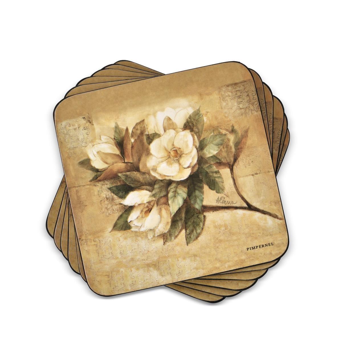 Pimpernel Coasters Sugar Magnolia Set of 6 - Kitchenalia Westboro