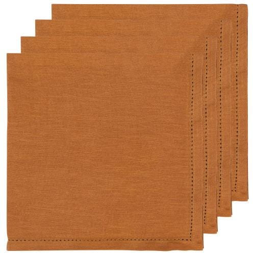 Napkins Linen Hemstitch Amber Set of 4
