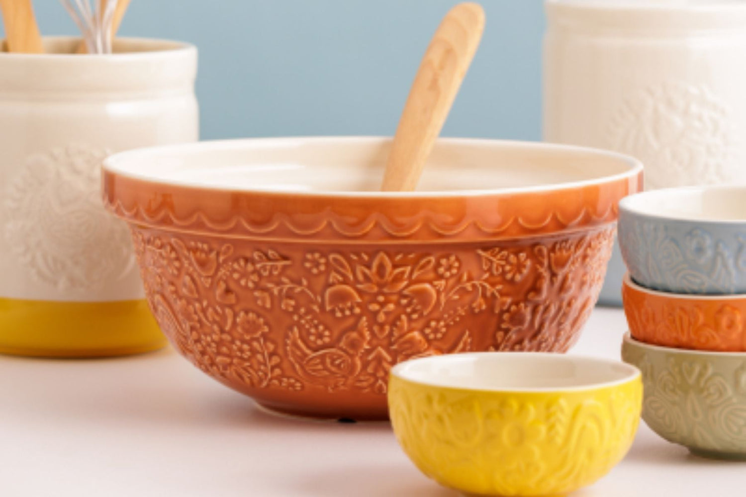 A stack of three Mason Cash bowls