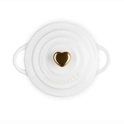 Le Creuset Mini Cocotte With Heart Knob White