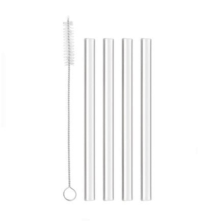 Final Touch Glass Straws Set Of 4 - 4.5"