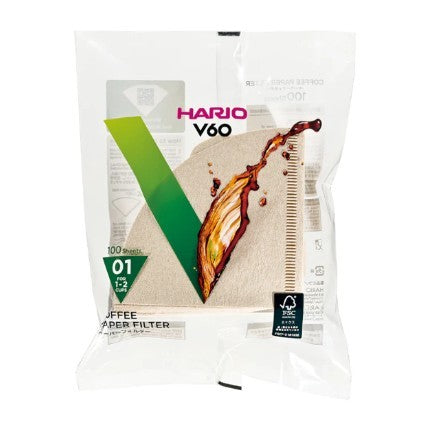 Hario V60-01 Filters Unbleached 100 Pack
