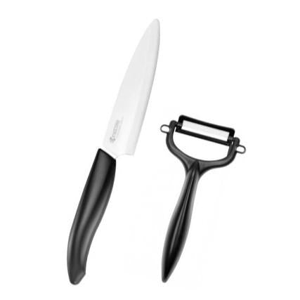Kyocera 4.5" Ceramic Utility Knife and Y Peeler Set - Black