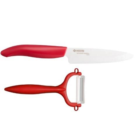 Kyocera 4.5" Ceramic Utility Knife and Y Peeler Set - Red