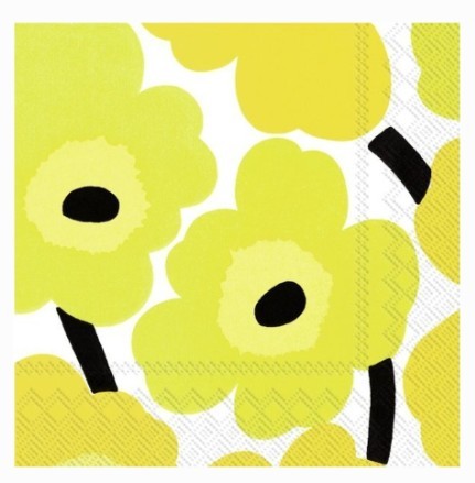 Marimekko Cocktail Napkins - UNIKKO Yellow