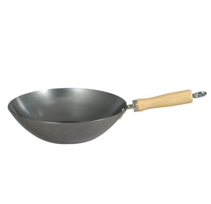 Dexam Carbon Steel Wok With Wooden Handle - 10.5"