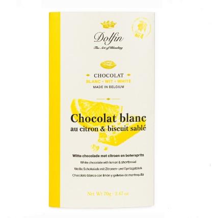 Dolfin White Chocolate Bar With Lemon & Sable Biscuit