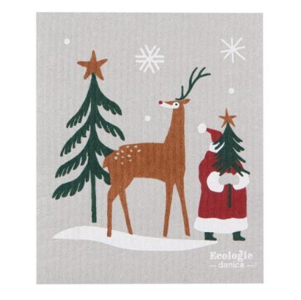 Ecologies Santa's Reindeer Swedish Dishcloth