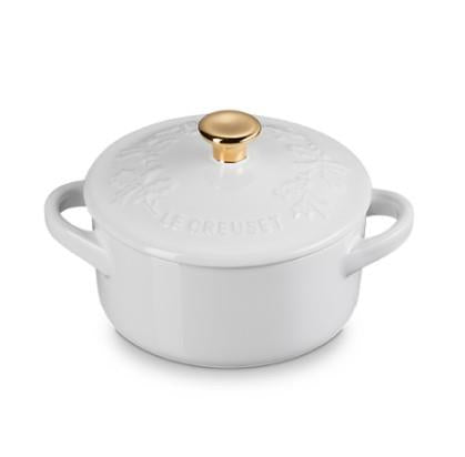 Le Creuset Holly Collection Mini Cocotte White