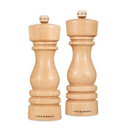 Cole & Mason London Mill Set Salt & Pepper - 7" Natural Beech