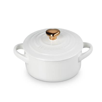 Le Creuset Mini Cocotte With Heart Knob White