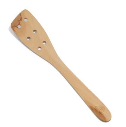 Berard Olivewood Curved Spatula With Holes - 12"