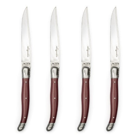Laguiole Smooth Steak Knife Set - 4 PC Fruity Red