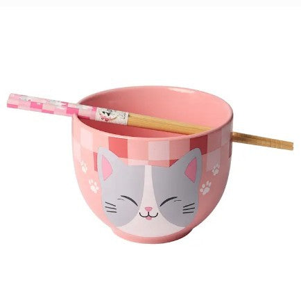 Urban Tokyo Donburi Bowl with Chopsticks - Neko Friends Pink