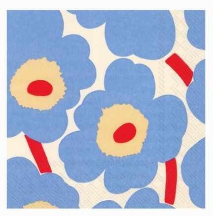 Marimekko Lunch Napkins - UNIKKO Cream Blue
