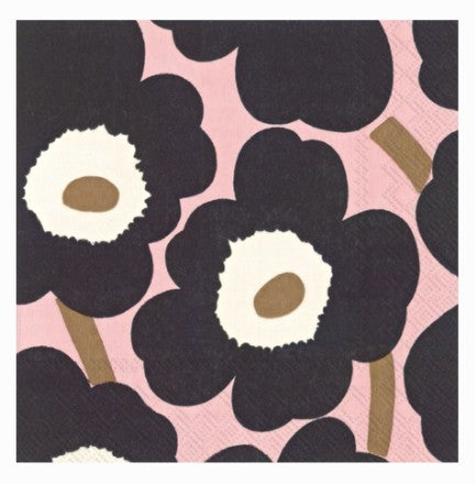 Marimekko Lunch Napkins - UNIKKO Pink Black