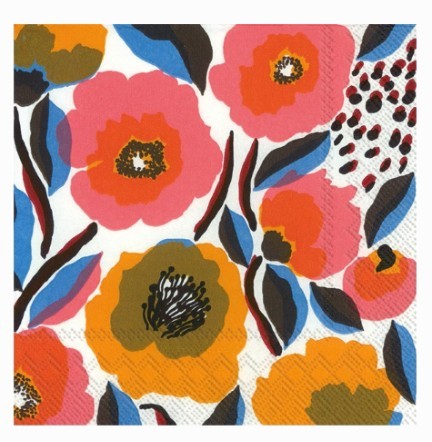 Marimekko Cocktail Napkins - ROSARIUM White Rose
