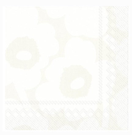 Marimekko Cocktail Napkins - UNIKKO White Grey