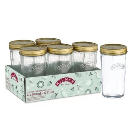 Kilner Screw-Top Preserve Jars - 500ml Wide Mouth 6pk