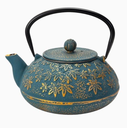 Urban Tokyo Cast Iron Teapot - Turquoise Maple Leaves