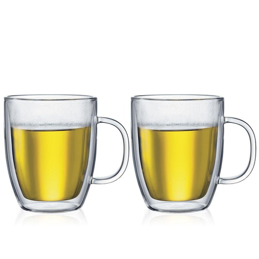 Bodum Bistro Double Wall Glass Mug 15oz Set of 2 - Kitchenalia Westboro