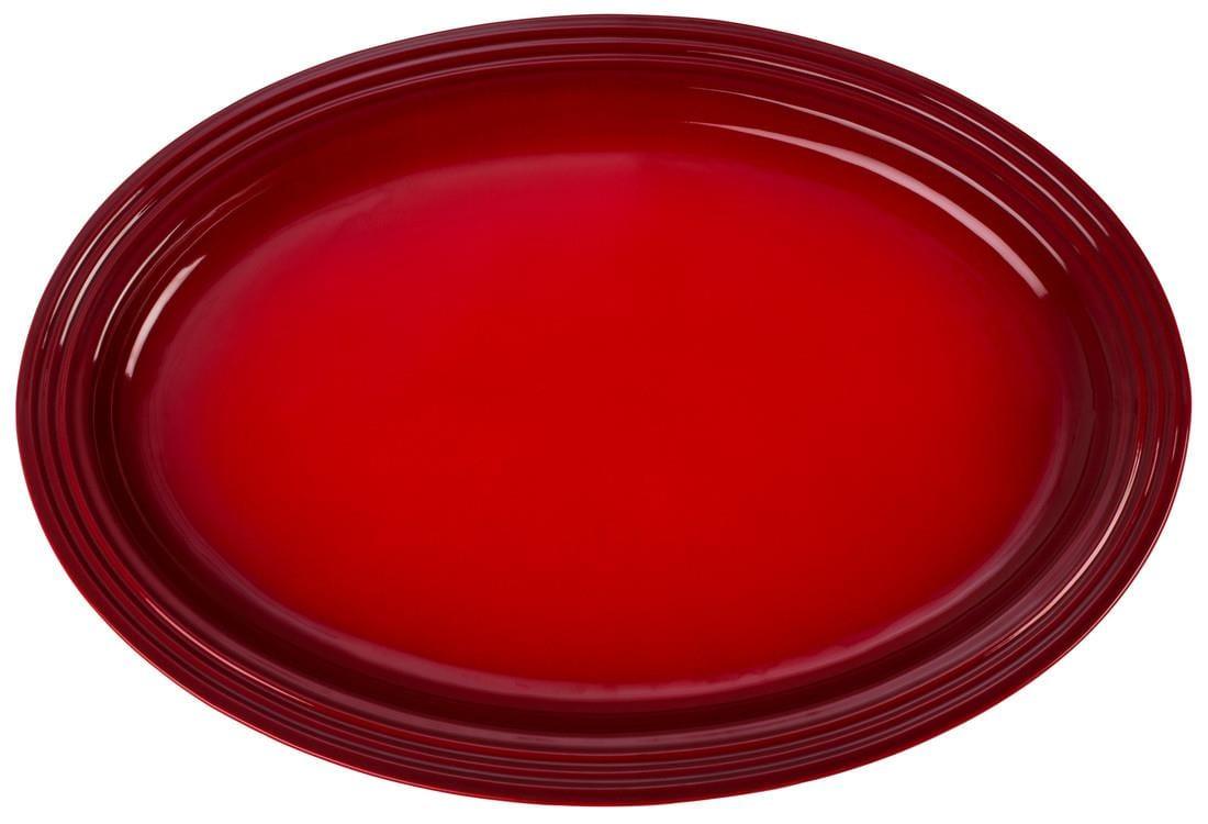 Le Creuset 46cm Oval Ceramic Serving Platter Cerise - Kitchenalia Westboro
