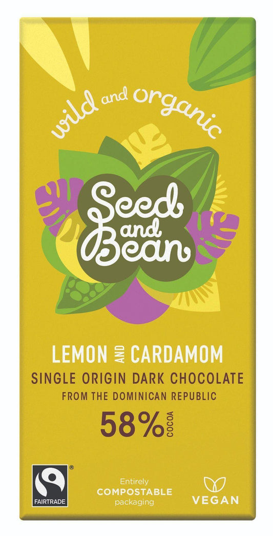 Seed & Bean Lemon Cardamom Dark Chocolate 58% 80g - Kitchenalia Westboro