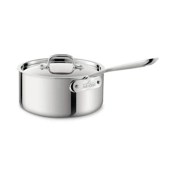 All-Clad D3 Stainless 3-ply Bonded Cookware, Sauce Pan with lid, 4 quart - Kitchenalia Westboro