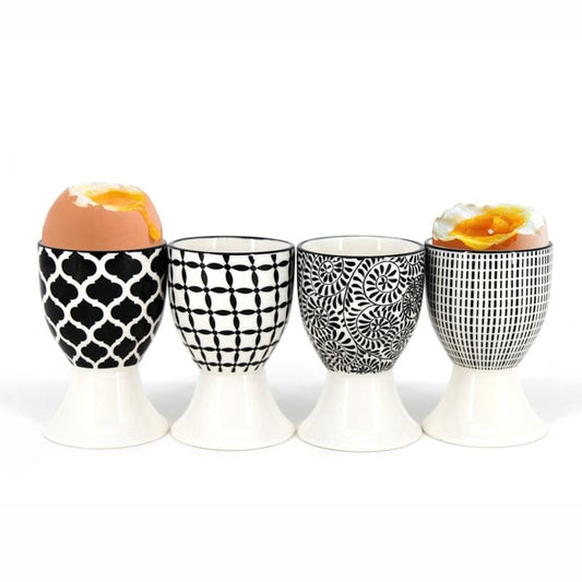 Egg Cups Porcelain Black & White Set of 4
BIA